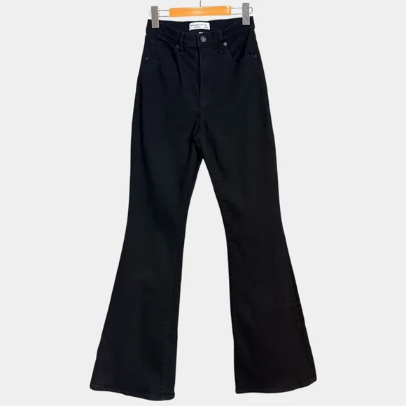 ABERCROMBIE & FITCH Curve Love The Flare Ultra High Rise Tall Black Jeans, Sz 27 - Picture 3 of 16